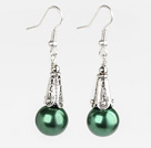 Simple Style Peacock Green Color Shell Beads Earrings