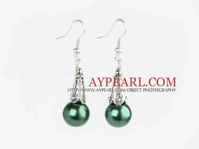 Simple Style Peacock Green Color Shell Beads Earrings