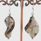 Tea Color Woven Shape Colored Glaze Earrings