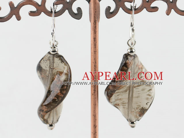 Tea Color Woven Shape Colored Glaze Earrings