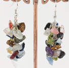 Popular Cluster Loop Chain Style Multi Color Multi Chips Stone Dangle Earrings