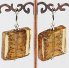 Square Shape Yellow Colored Glaze Earrings