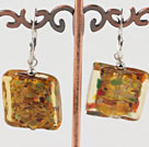 Square Shape Colorful Painting Colored Glaze Earrings