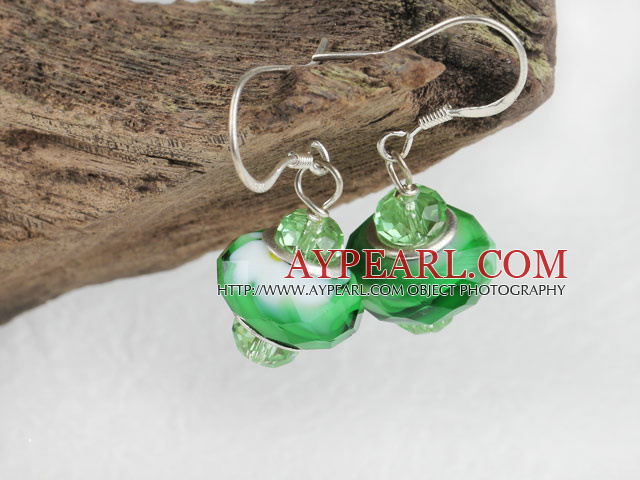 Lovely Style Green Crystal and Colored Glaze Earrings