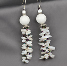 Fashion White Series Pearl Chipped Shell And Giant Clam Dangle Earrings