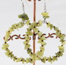 Large-diameter circle lemon jade stone earrings