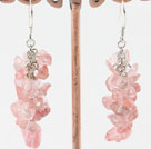 Popular Cluster Style Chipped Cherry Quartz Loop Chain Dangle Earrings With Fish Hook