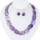 16*24mm purple agate necklace with matched earrings