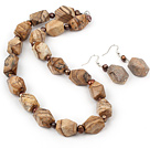 pearl and picture jasper necklace with matched earrings