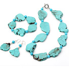 burst pattern turquoise set(necklace, bracelet and earrings)