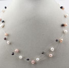 Fancy Style Multi Color Freshwater Pearl Bridal Necklace