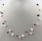 Fancy Style Multi Color Freshwater Pearl Bridal Necklace
