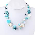 Blue series acrylic pearl shell necklace
