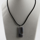 simple style rectangle shape gray agate pendant necklace