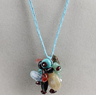 17.7 inches multi color gemstone pendant necklace with extendable chain