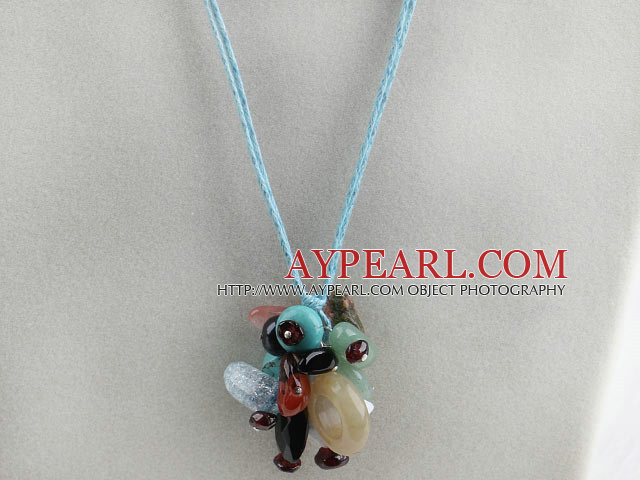 17.7 inches multi color gemstone pendant necklace with extendable chain