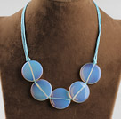 6*30mm opal disc necklace with extendable chain