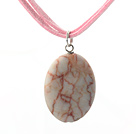 red strip stone pendant necklace with extendable chain