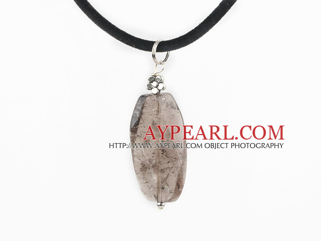 smoqy quartze pendant necklace with extendable chain