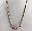 red strip stone pendant necklace with extendable chain