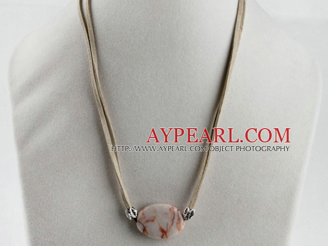 red strip stone pendant necklace with extendable chain