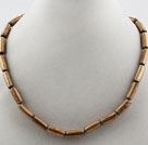 Single Strand Golden Color Cylinder Shape Grass Coral Necklace