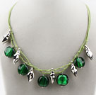 lovely green colored glaze necklace with extendable chain