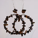 Wonderful Large-Diameter Circle Tiger Eye Chips Dangle Earrings With Fish Hook