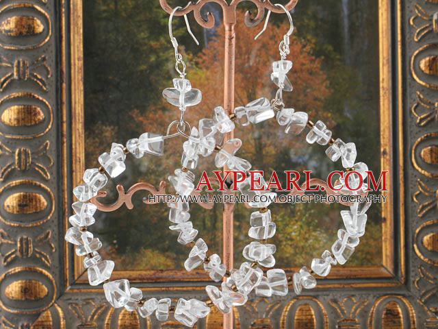 Popular Large Diameter Loop White Crystal Dangle Earrings With Fish Hook