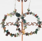 Fashion Large Diameter Colorful Indian Agate Chips Loop Dangle Earrings With Fish Hook