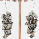 Fashion Leopard Skin Color Chipped Stone Cluster Dangle Earrings With Fish Hook