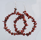 Large Diameter Chipped Red Marble Loops Dangle Earrings With Fish Hook