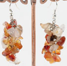 Fashion Cluster Style Chips Red Agate Loop Dangle Earrings With Fish Hook