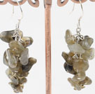 Fashion Gray Shinning Chips Stone Cluster Dangle Earrings With Fish Hook