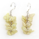 Elegant Cluster Style Chipped Lemon Stone Dangle Earrings With Fish Hook