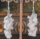 Fashion Cluster Style Rose Quartz Chips Loop Dangle Earrings With Fish Hook