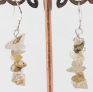 Lovely Layer Style Yellow Rutilated Quartz Chips Dangle Earrings With Fish Hook