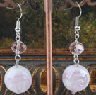 Simple Style Pink Series Crystal And Round Colored Glaze Ball Dangle Earrings