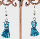 Fashion Blue Dress Colored Glaze Dangle Earrings With Fish Hook