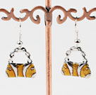 Fashion Hand Bag Shape Colored Glaze Dangle Earrings With Fish Hook