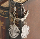 Lovely White Colored Glaze And Butterfly Charm Dangle Earrings With Fish Hook