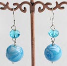 Lovely Blue Series Crystal And Colored Glaze Ball Dangle Earrings With Fish Hook