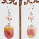 Fashion Pink Crystal And Multi Colored Glaze Dangle Earring With Fish Hook