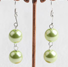 Lovely 12Mm Round Light Yellow Shell Beads Dangle Earings With Fish Hook