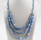 19.7 inches exquisite white pearl blue gemstone chips necklace