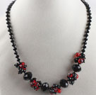 17.7 inches black and white crystal necklace