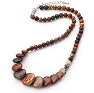 Assorted Round and Flat Round Shape Picture Jasper Necklace with Extendable Chain