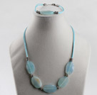 18*28mm sea blue agate beaded  necklace bracelet set