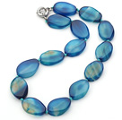 22*30mm oval blue agate necklace with moonligh clasp