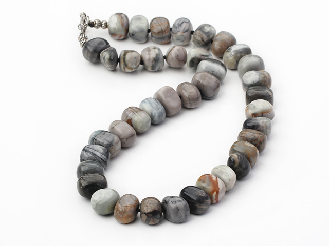 12-14mm Picasso stone necklace with toggle clasp 